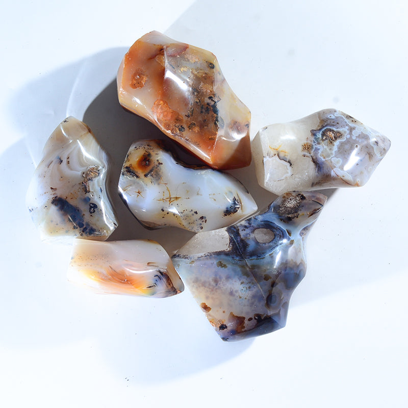 Natural aquatic plant agate crystal free shape aura statue Madagascar