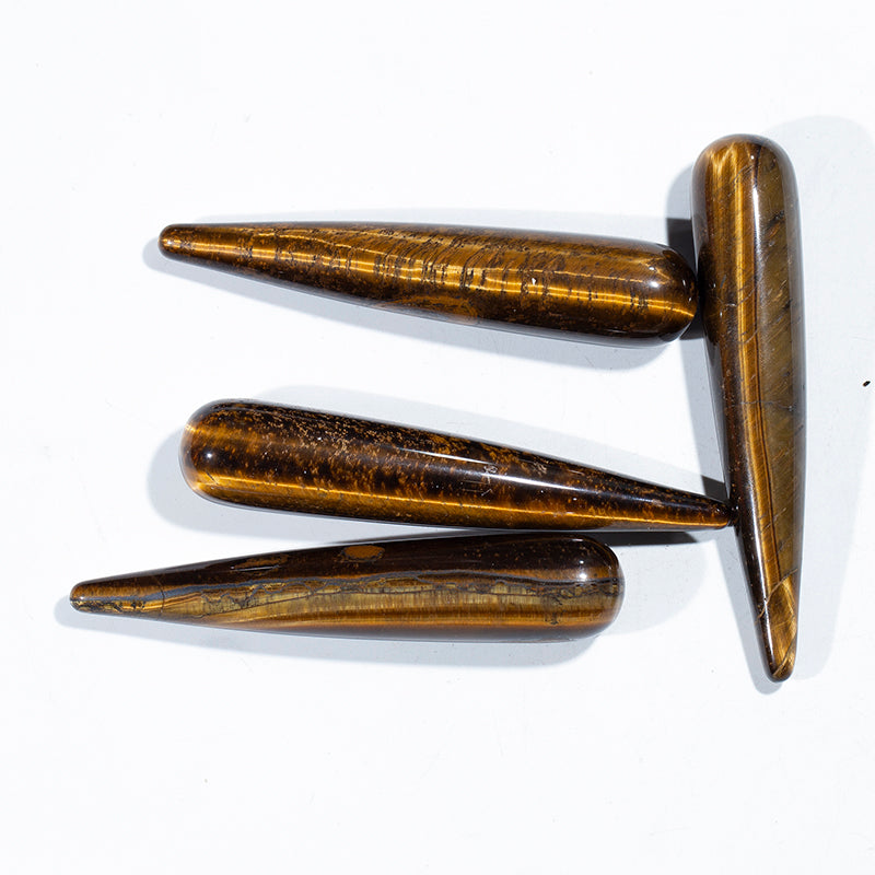 Natural mini massage wand tiger eye stone massage stick for healing