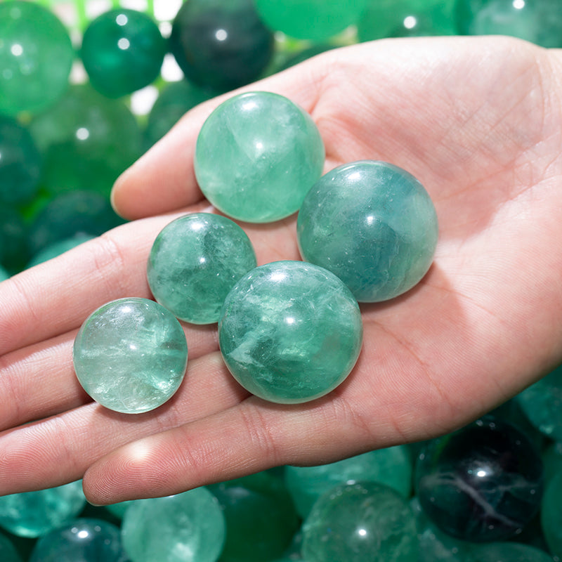 Green fluorite crystal ball decoration