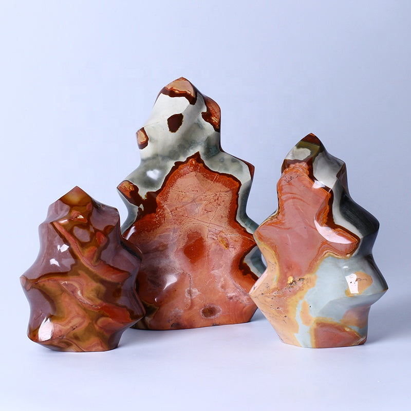 Espécimen Mineral de piedra de roca de cristal Natural de alta calidad, piedra de pie de llama de jaspe de océano áspero para decoración del hogar 