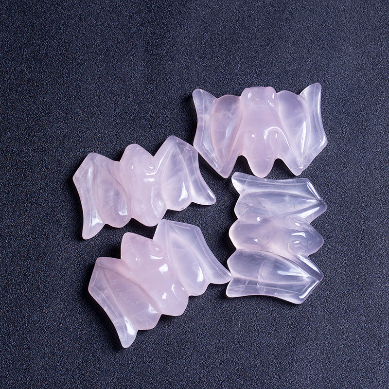 High quality hand carving animal bat pink crystal rose quartz