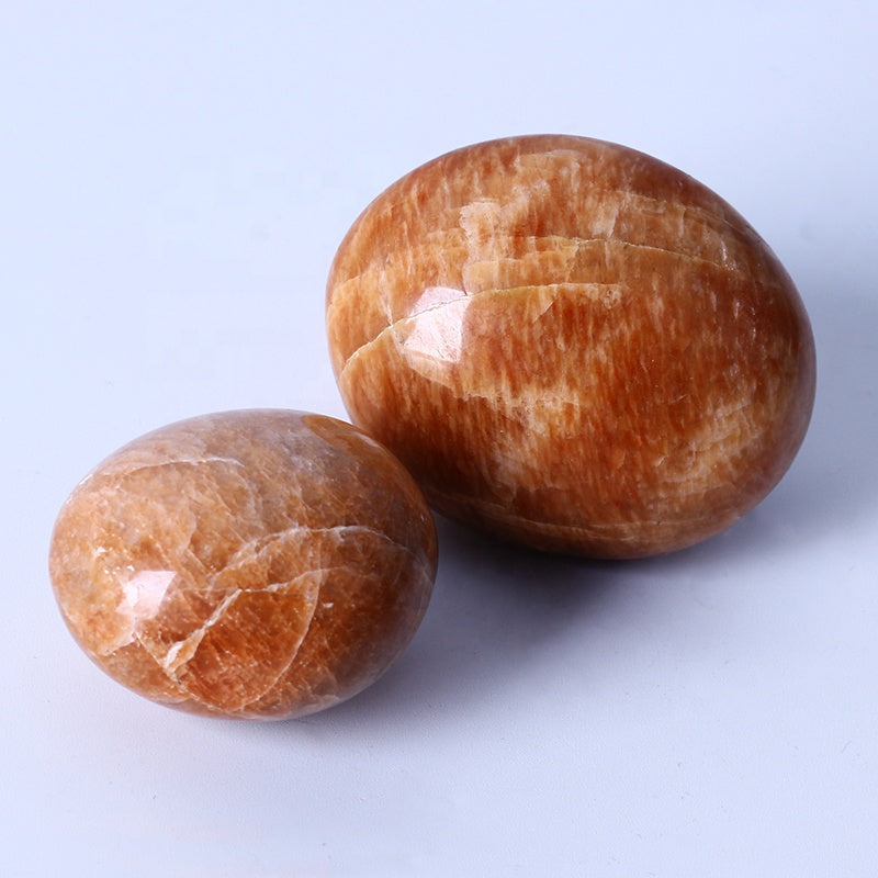Natural Healing Crystal Reiki Gemstone Orange Moonstone Palm Stone For Decoration