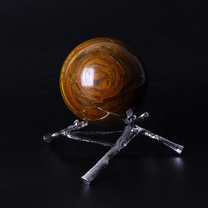 Esfera cristalina curativa natural de la bola de piedra del ojo de tigre amarillo para la decoración 