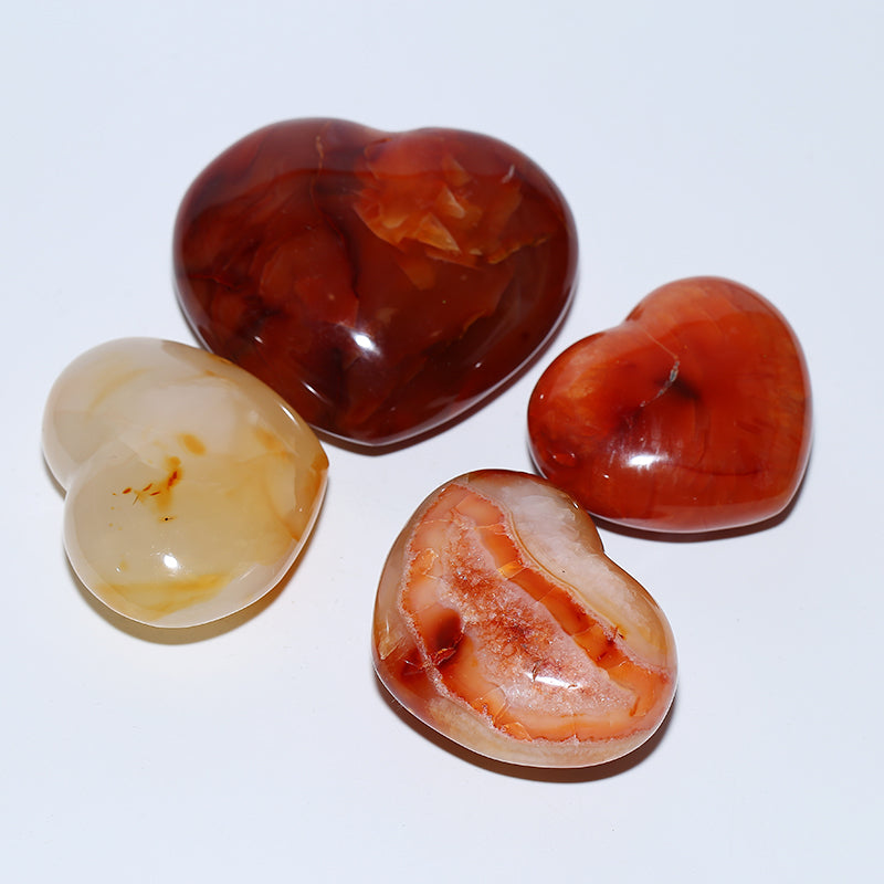 Good Quality Natural Crystal Carving Heart Polished Healing Red Agate Crystal Heart
