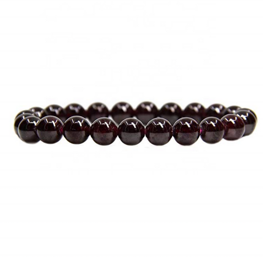 Granate rojo polaco natural piedras preciosas semipreciosas cristal curativo cuentas redondas de 0.315 in pulsera elástica de 7 pulgadas unisex 