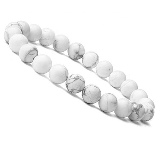 Pulsera elástica de cuentas de cristal de pino blanco de 8 mm 