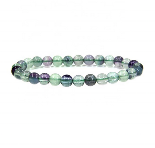 Venta al por mayor de fluorita verde claro Natural, gema hecha a mano, piedras preciosas semipreciosas, cuentas redondas de 6mm, pulsera elástica de 7 ", Unisex