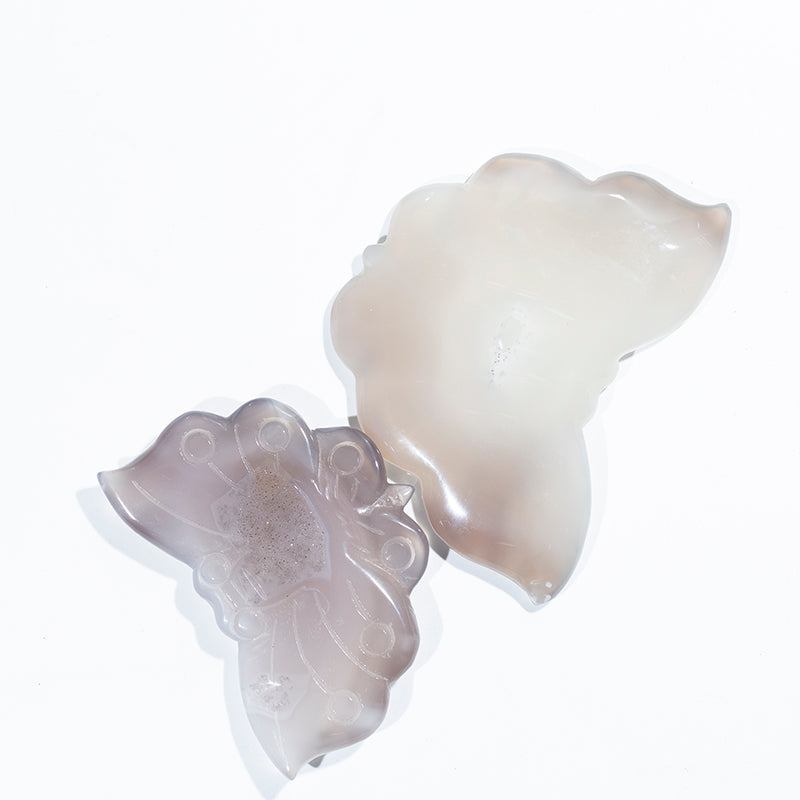 Natural crystal agate geode hand carved butterfly for home decoration