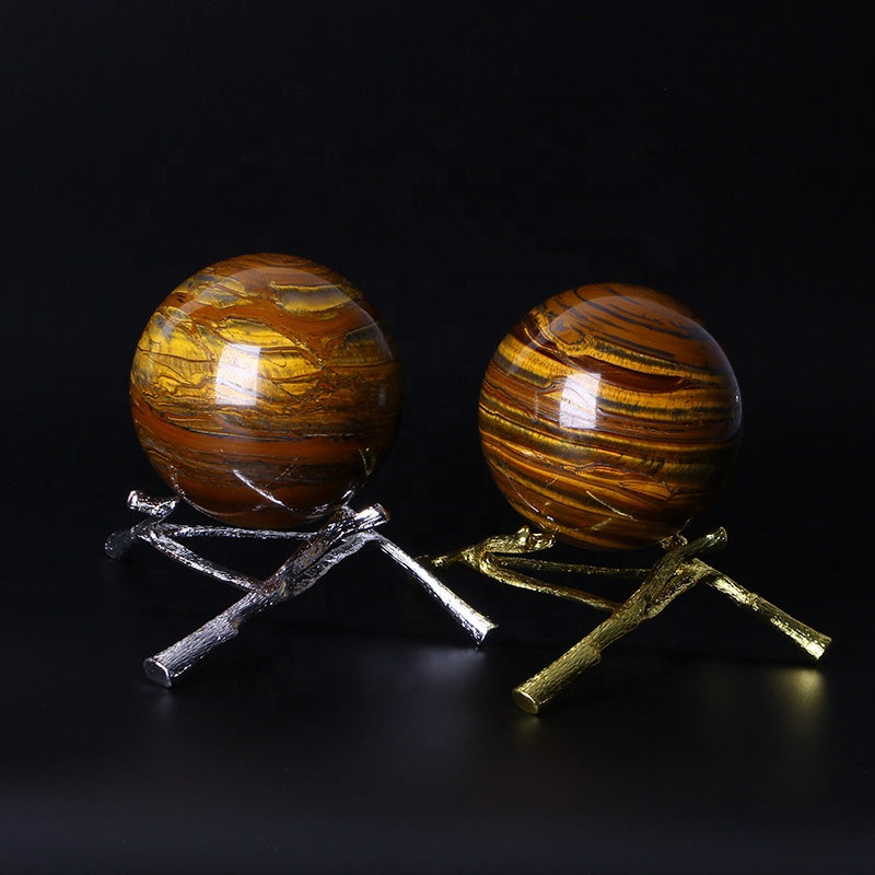 Esfera cristalina curativa natural de la bola de piedra del ojo de tigre amarillo para la decoración 