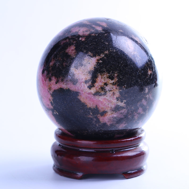 Natural plum blossoming rock crystal ball