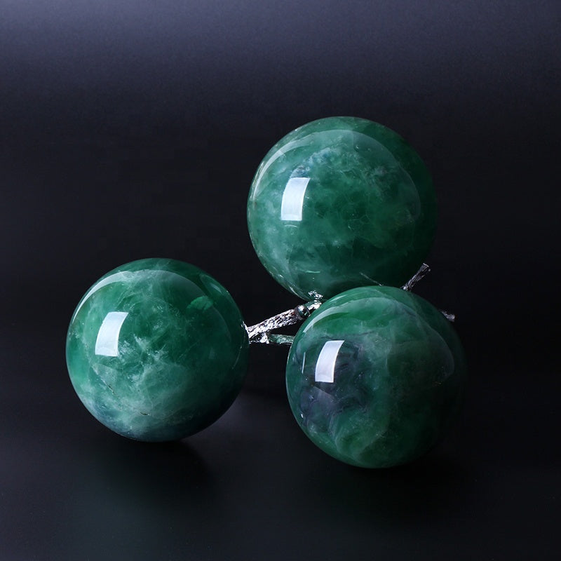 Decoración de bola de cristal de fluorita verde natural 