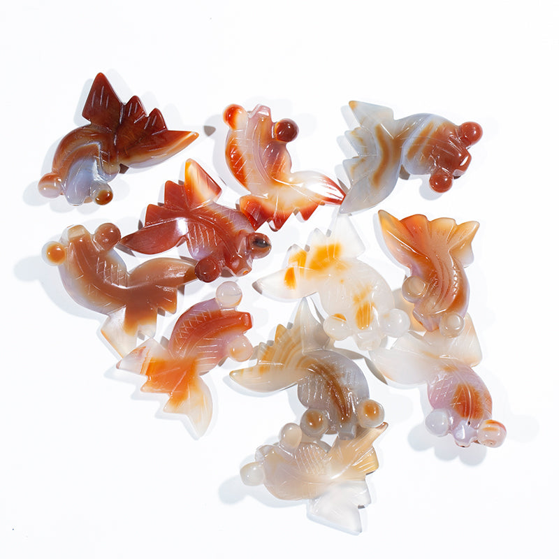 Natural hand carved agate goldfish crystal goldfish for crystal souvenir