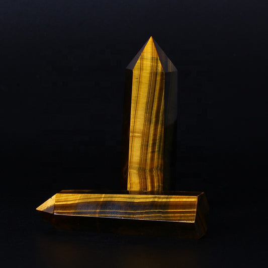 Tiger eye stone rod pole quartz crystal tower