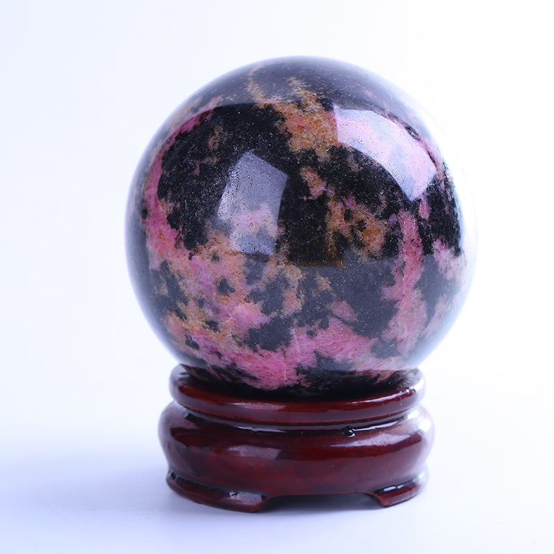 Natural plum blossoming rock crystal ball