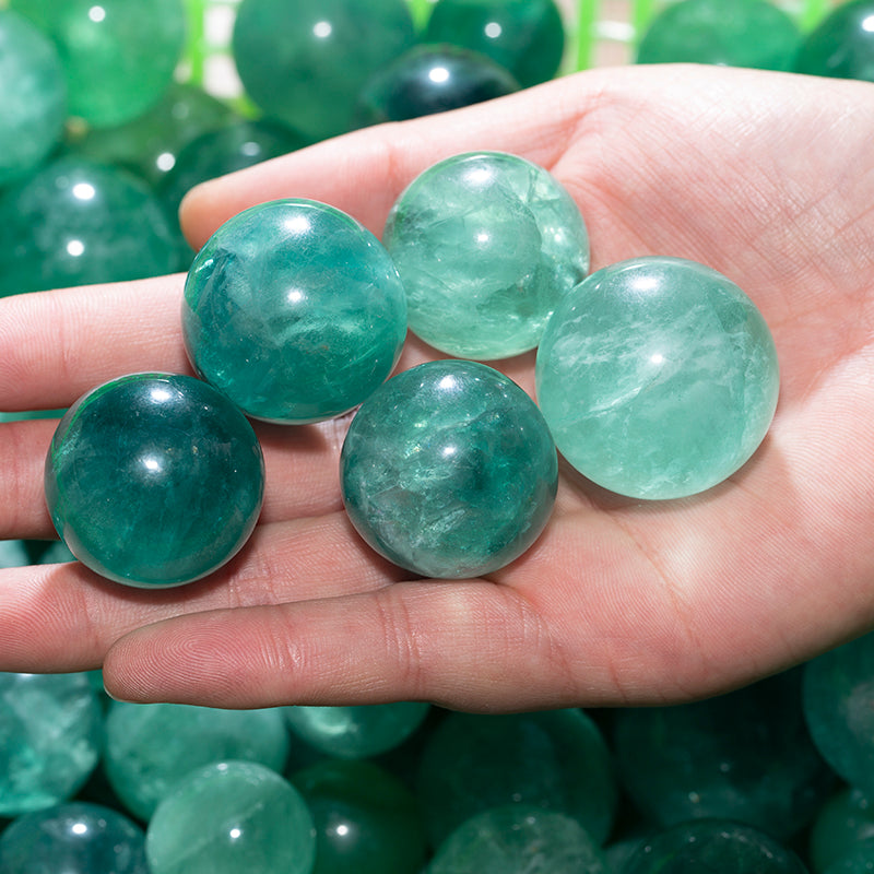 Green fluorite crystal ball decoration