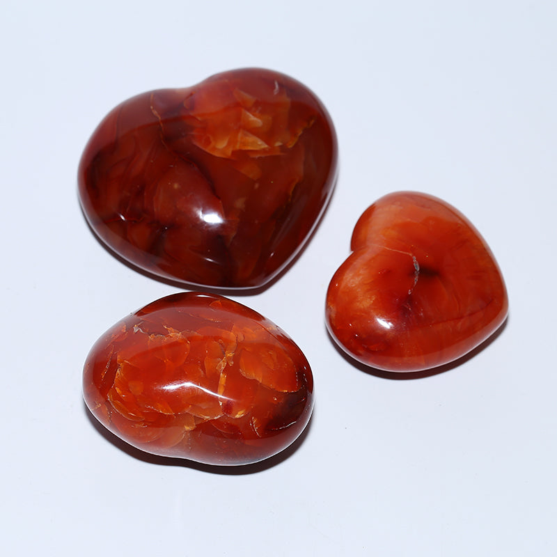 Good Quality Natural Crystal Carving Heart Polished Healing Red Agate Crystal Heart