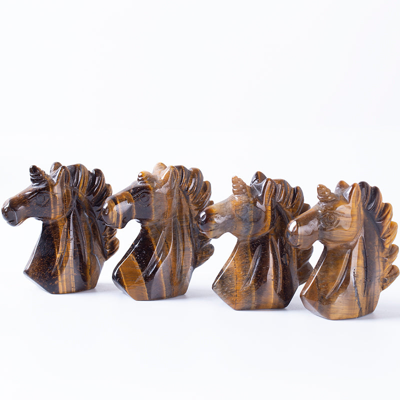 Natural crystal carved quartz tiger eye stone unicorn