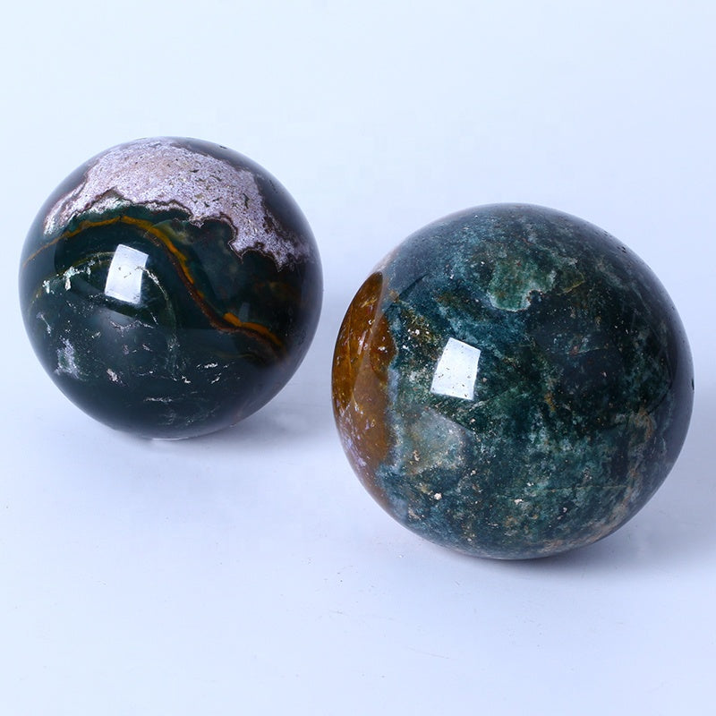 Bola de cristal curativa Natural pulida, esfera de jaspe oceánico de alta calidad, artesanías de cristal para decoración del hogar 
