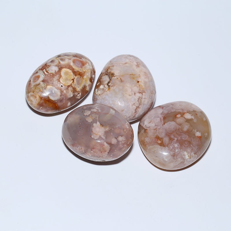 Natural Polished Quartz Crystal Stone Cherry Blossom Agate Palm Stone For Healing