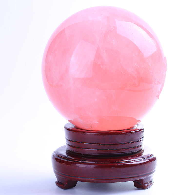 High quality pink rose quartz crystal ball