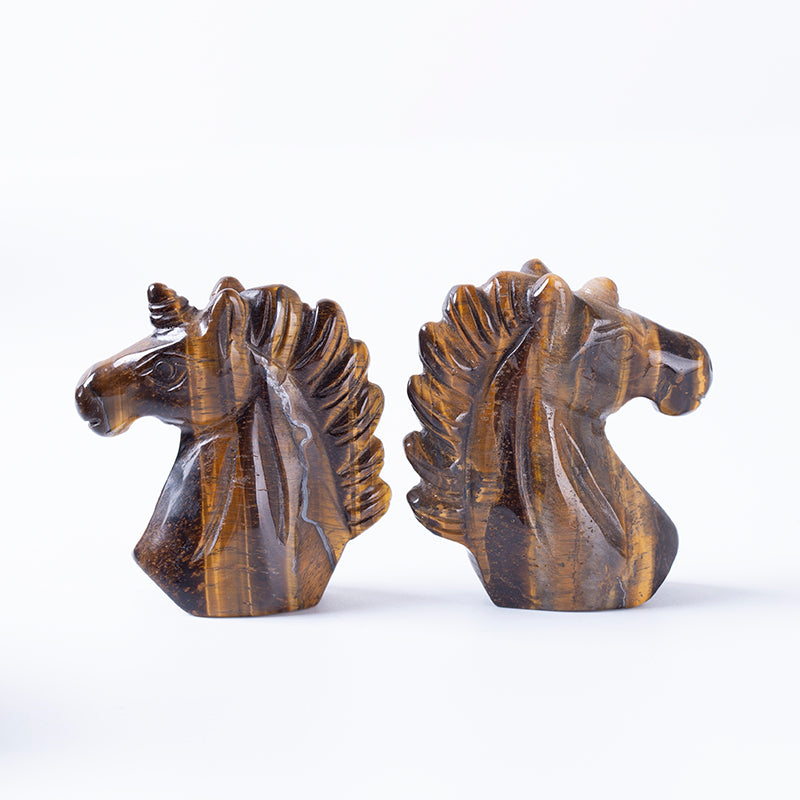 Natural crystal carved quartz tiger eye stone unicorn