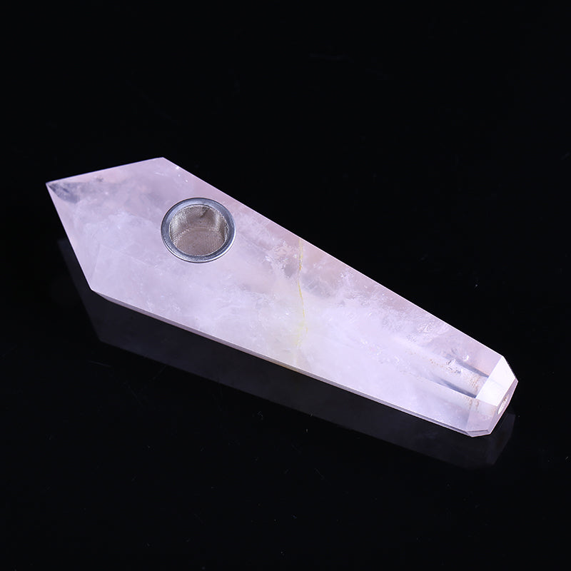 Pipa para fumar varilla de tabaco de cristal de cuarzo rosa 