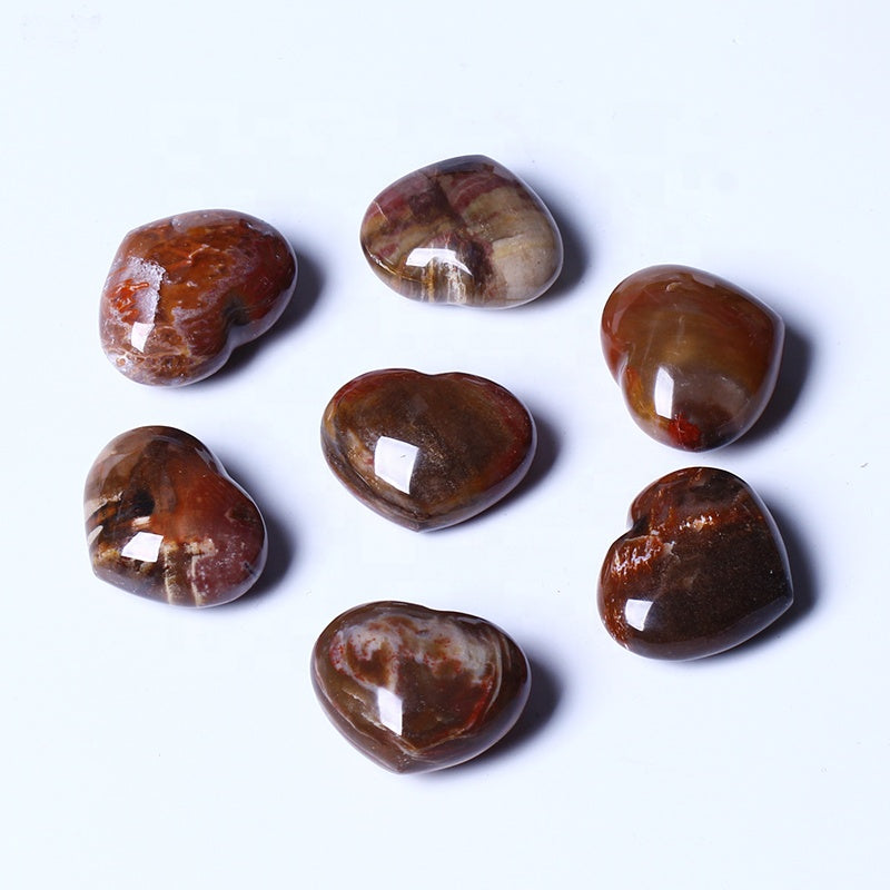 Hand Carved Folk Crafts Wedding Souvenirs Gifts Healing Fossil Wood Folk Crafts Small Crystal Heart