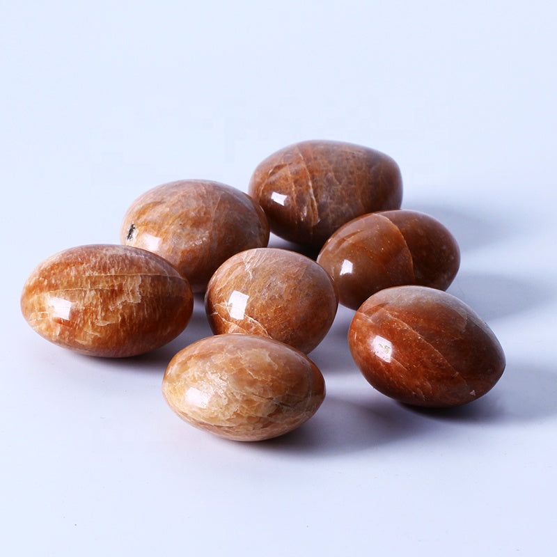 Natural Healing Crystal Reiki Gemstone Orange Moonstone Palm Stone For Decoration