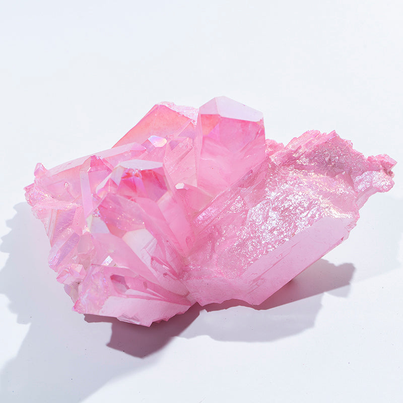 High quality pink crystal cluster aura titanium geode crystal druse for sale