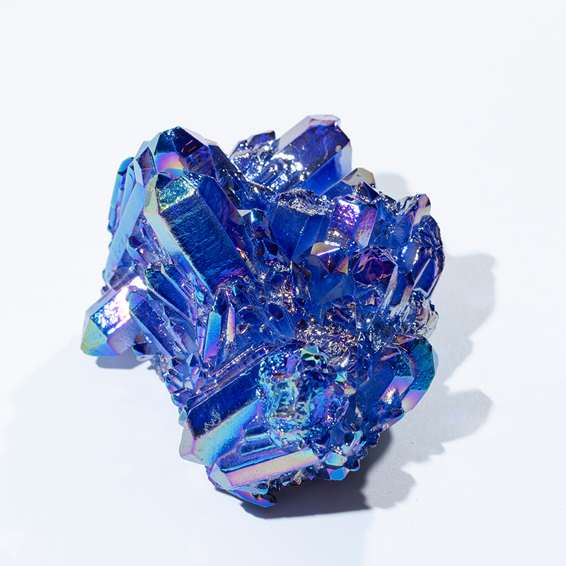 Venta al por mayor de racimo de cristal de cuarzo curativo de aura azul y púrpura natural 