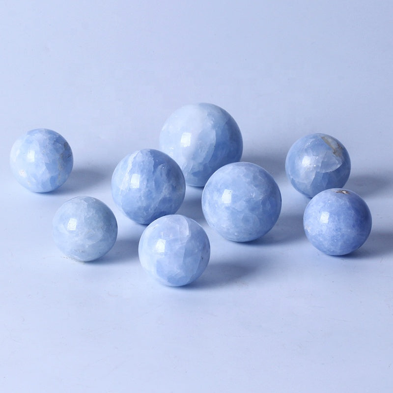 Bola de cristal curativa Natural, artesanía de cristal con esfera de calcita azul pulida de alta calidad para decoración del hogar 