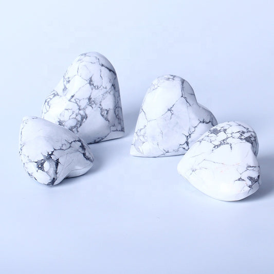 Hand Carved Folk Crafts Wedding Souvenirs Gifts Healing Howlite Heart Folk Crafts Crystal Heart