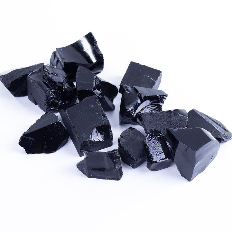 Black obsidian raw crystal gravel