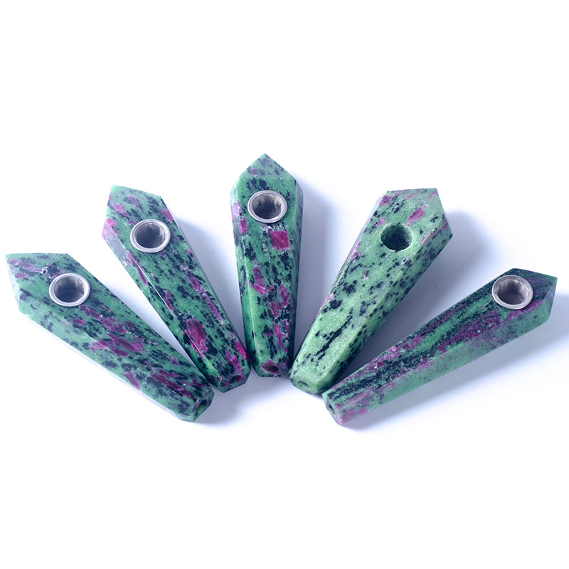 Natural high quality red and green crystal quartz pipe