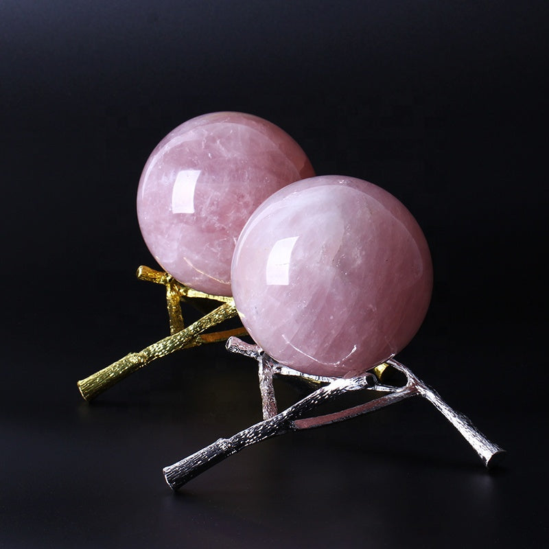 Decoración esférica de cristal de bola de cristal de cuarzo rosa rosa 