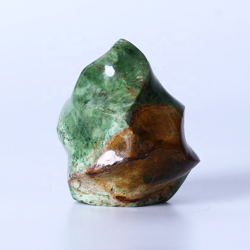 Piedra de soporte de antorcha de piedras preciosas de cristal curativo de llama de ópalo verde Natural para decoración del hogar 