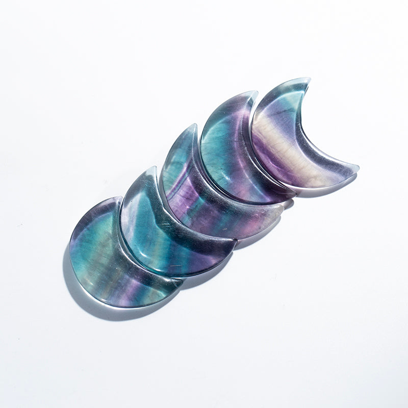 Carving moon shape fluorite crystal