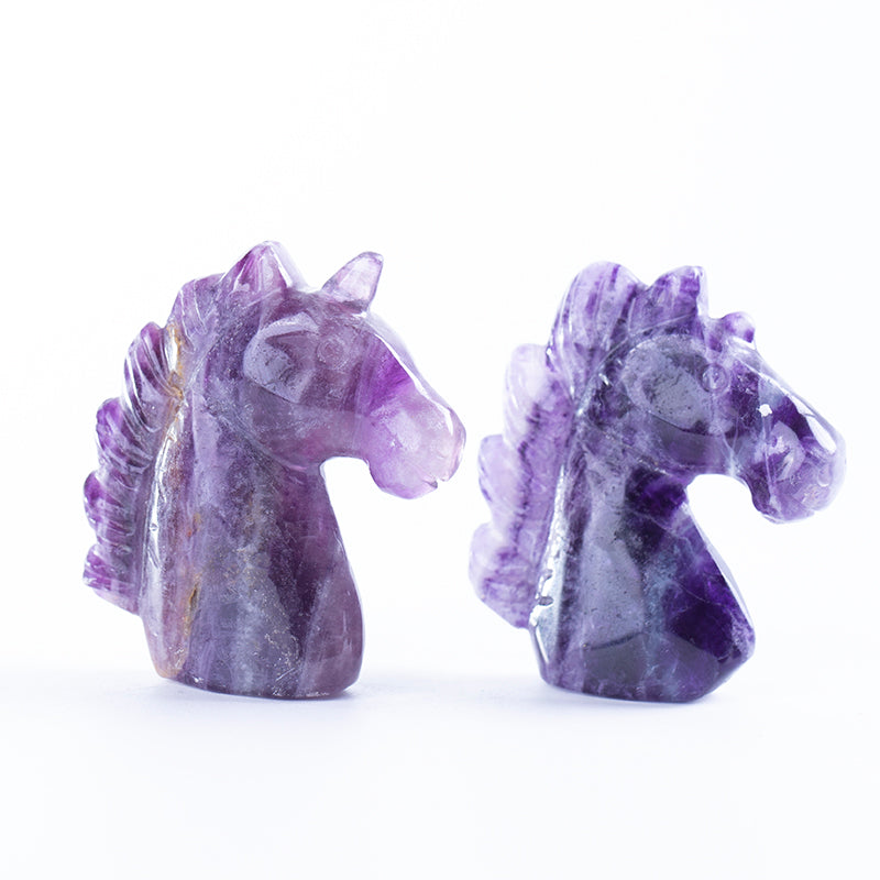 Natural crystal carving purple fluorite unicorn