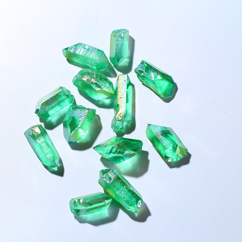 Natural Quartz Crystal Wands Point Aura Angel Green Crystal Point for Healing