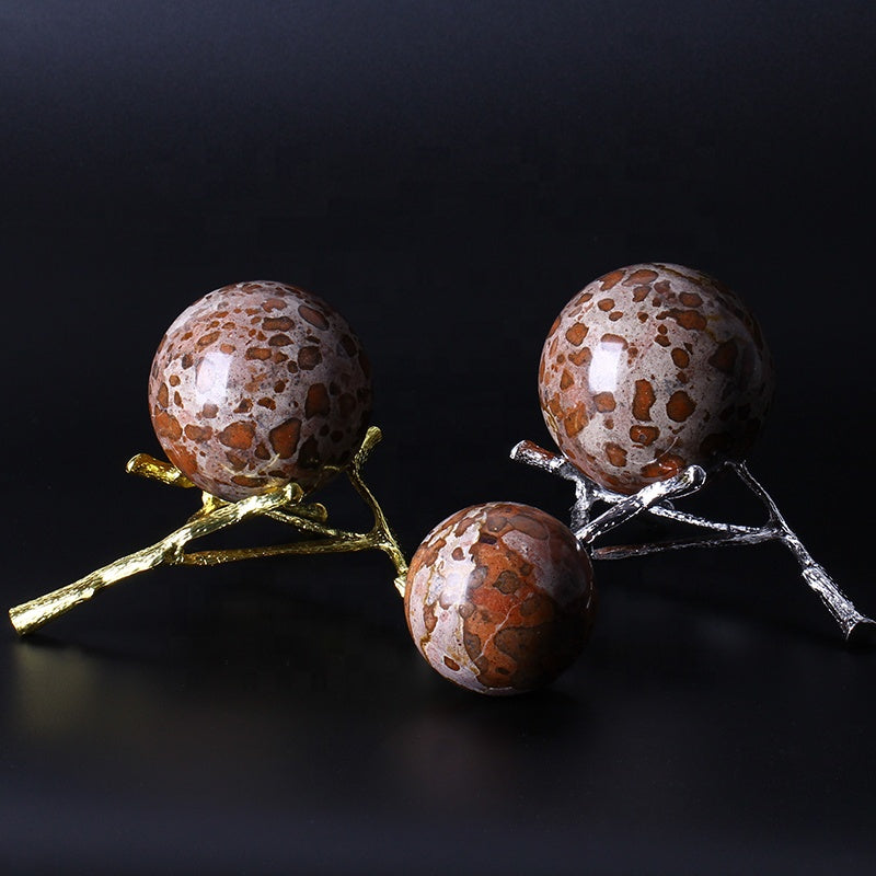 Natural Healing Leopard Jasper Ball Crystal Sphere For Decoration
