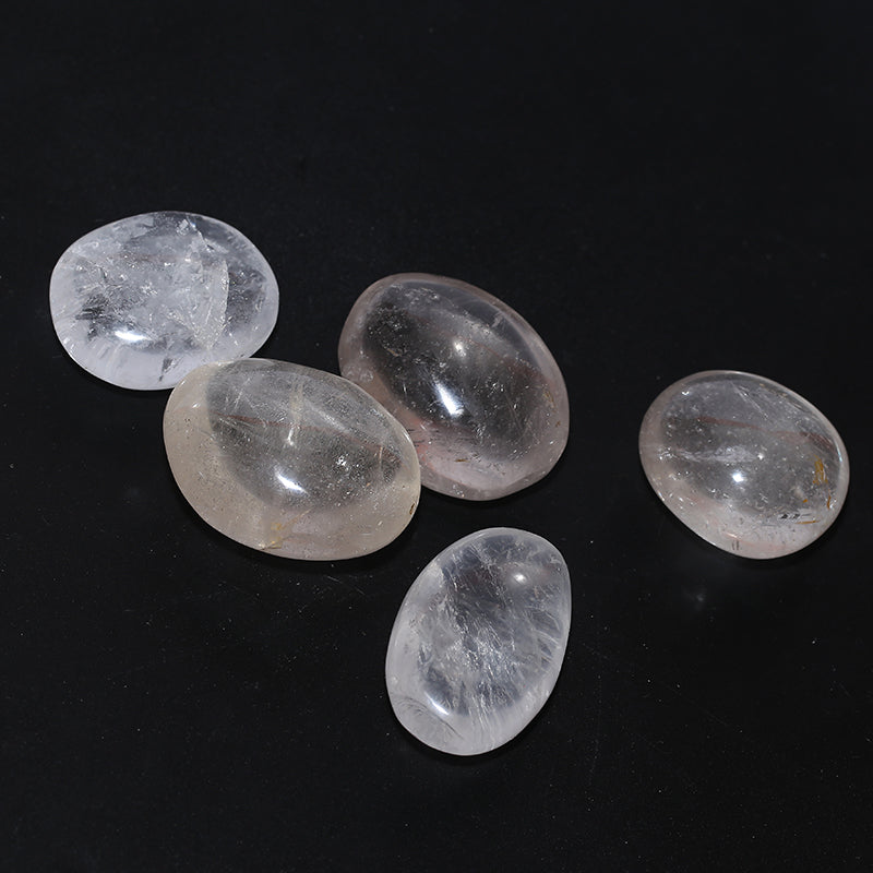 Crystal clear quartz palm stone healing