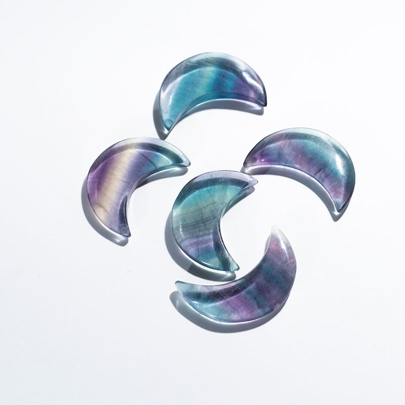 Carving moon shape fluorite crystal