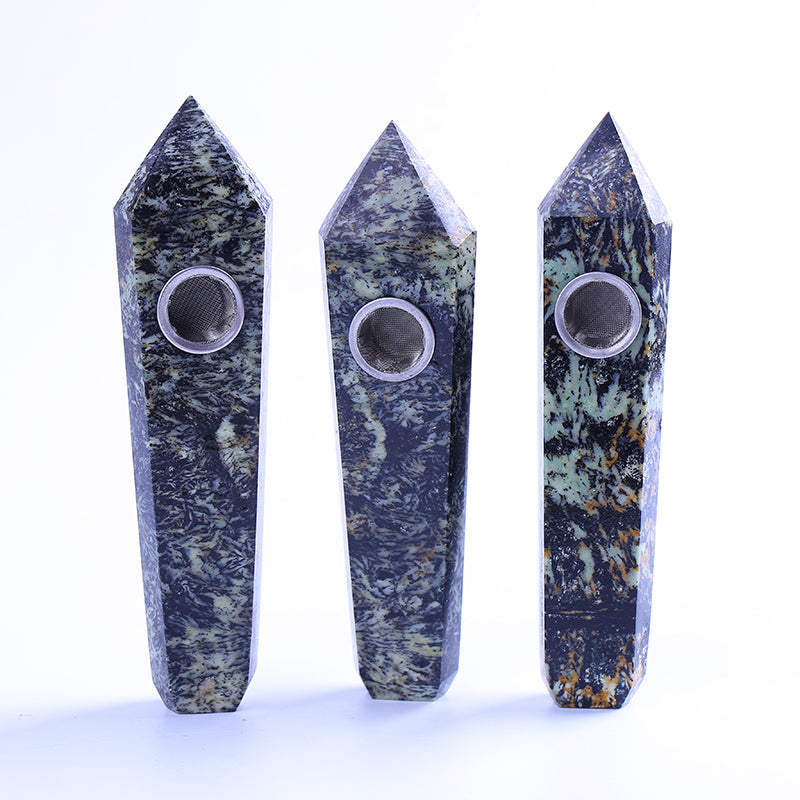 Bamboo stone crystal tobacco pipe
