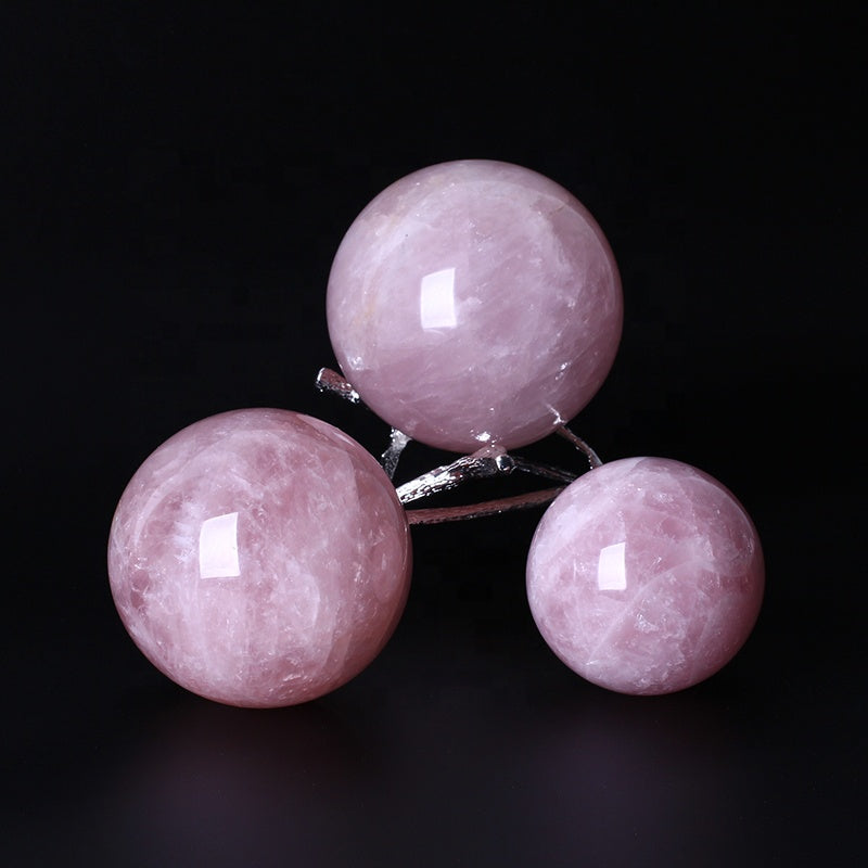 Decoración esférica de cristal de bola de cristal de cuarzo rosa rosa 