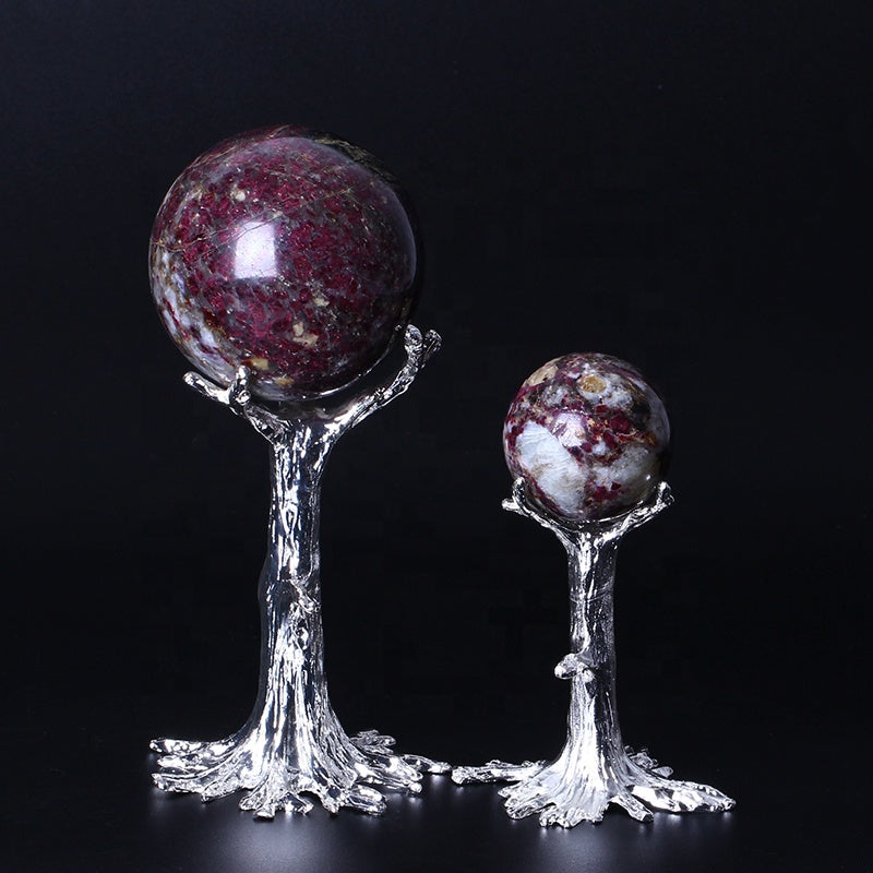 Natural Healing Crystal Rubellite Ball Red Tourmaline Stone Sphere For Decoration