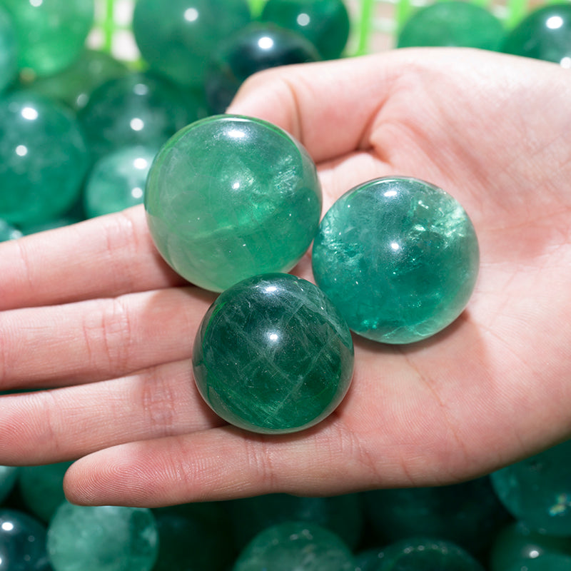 Green fluorite crystal ball decoration