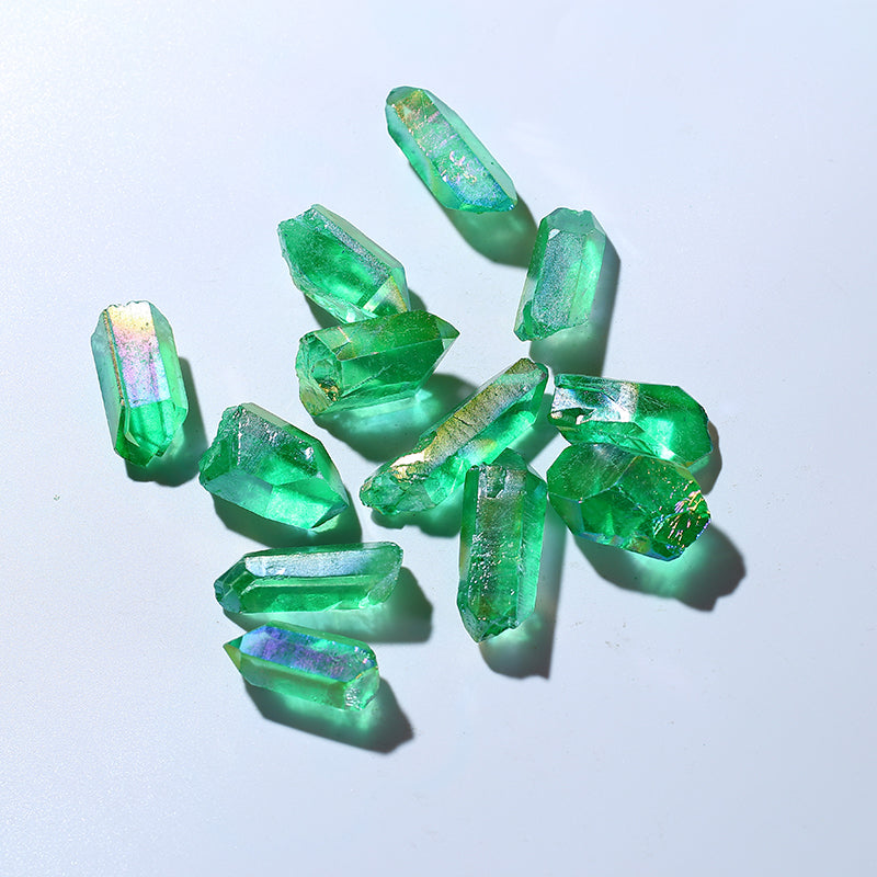 Natural Quartz Crystal Wands Point Aura Angel Green Crystal Point for Healing