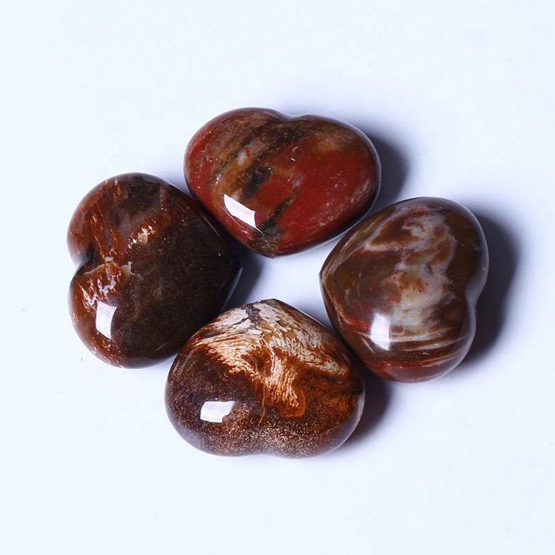 Hand Carved Folk Crafts Wedding Souvenirs Gifts Healing Fossil Wood Folk Crafts Small Crystal Heart