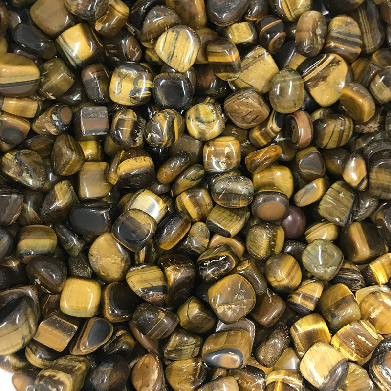 Grava de cuarzo natural piedra de cristal de ojo de tigre amarillo pulido 
