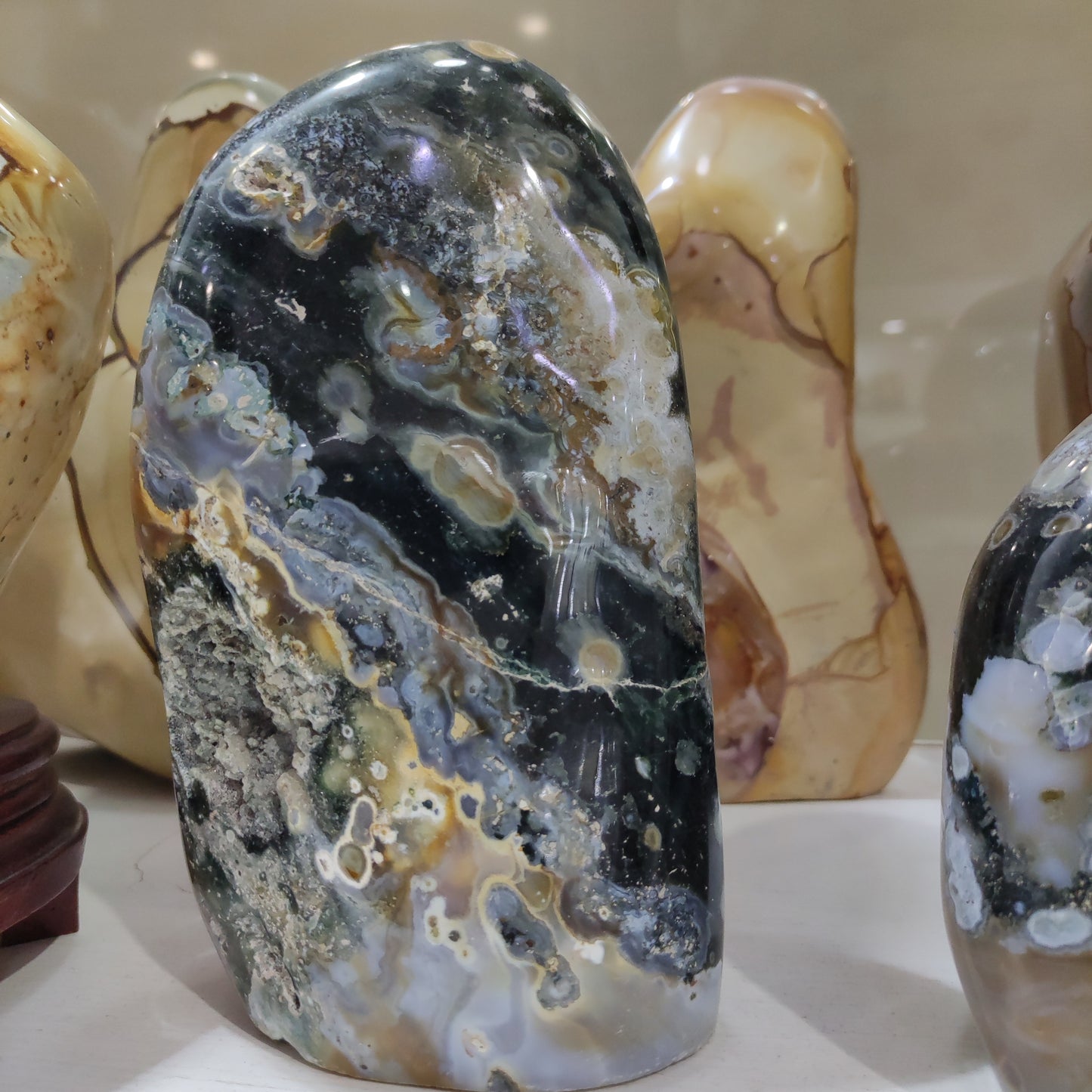 Jaspe marino, decoraciones SPAR azules Cristal